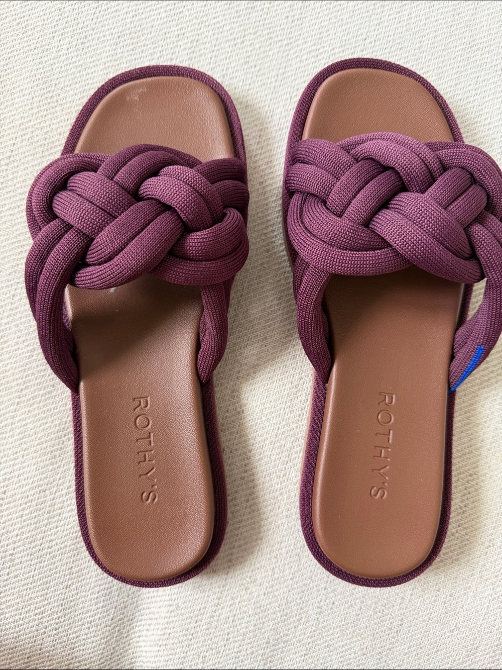 Rothy's Plum Knotted Slide Sandals size 6